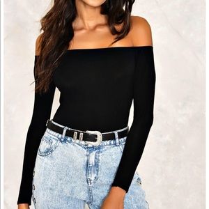 Nasty gal black off the shoulder bodysuit